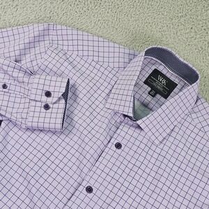 WRK Shirt Mens 16.5 36/37 Tall Purple Check 4-Way Stretch Dress Long Sleeve